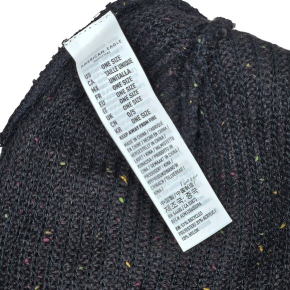 American Eagle Knit Black Beanie With Colorful Specks One Size NWT - Picture 6 of 7